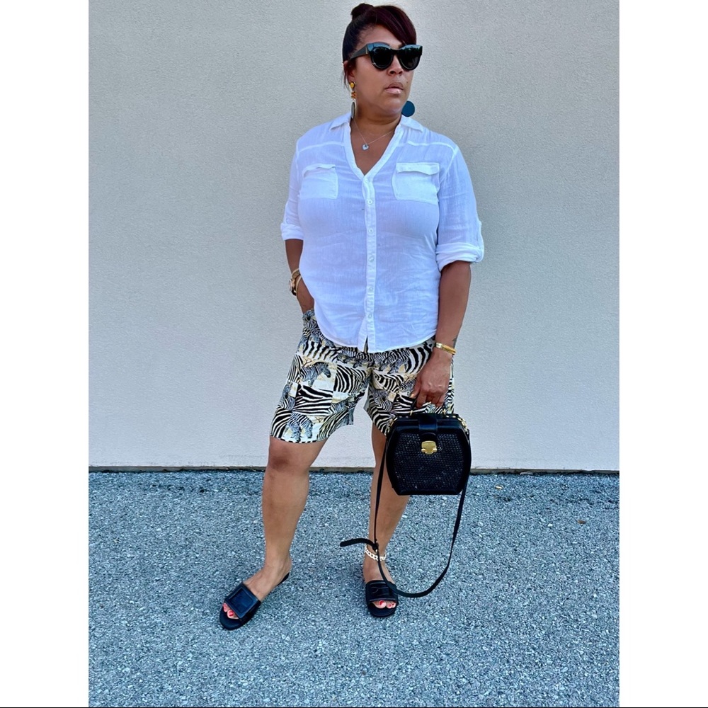 Vintage Silk Zebra Print Shorts